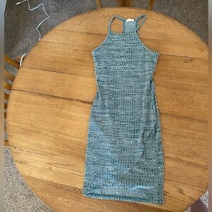Silence + Noise Teal Textured Mini Dress
